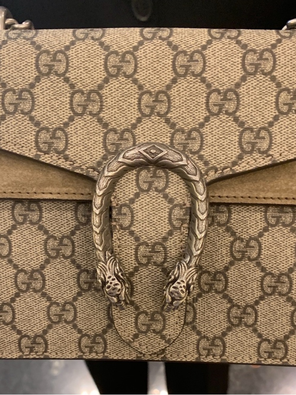 Gucci beige and brown GG Supreme Dionysus shoulder bag